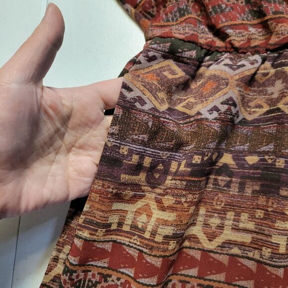 BCBG Generation Coffee Bean Combo Southwestern Boho Romper Large - Picture 9 of 13